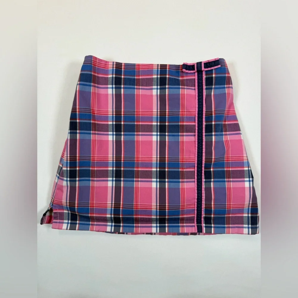 LILLY PULITZER Girls’ Y2K-Inspired Pink Plaid Mini Skort Bow Tennis Prep Size 6